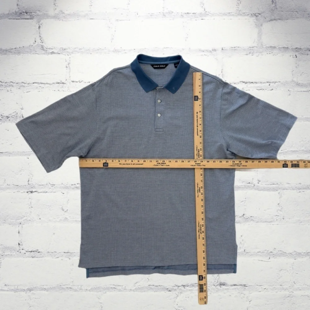 Polo Golf Ralph Lauren XL Pima Cotton Polo Shirt Blue Houndstooth Collar Logo
